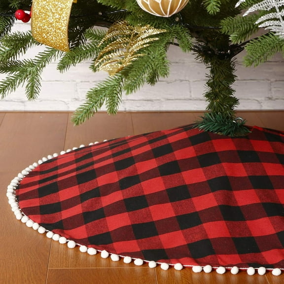 Christmas Tree Skirt Double Print Tree Bottom Decoration Home Xmas Floor