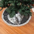 Christmas Tree Skirt, Elegant Swans Black Background Christmas Tree