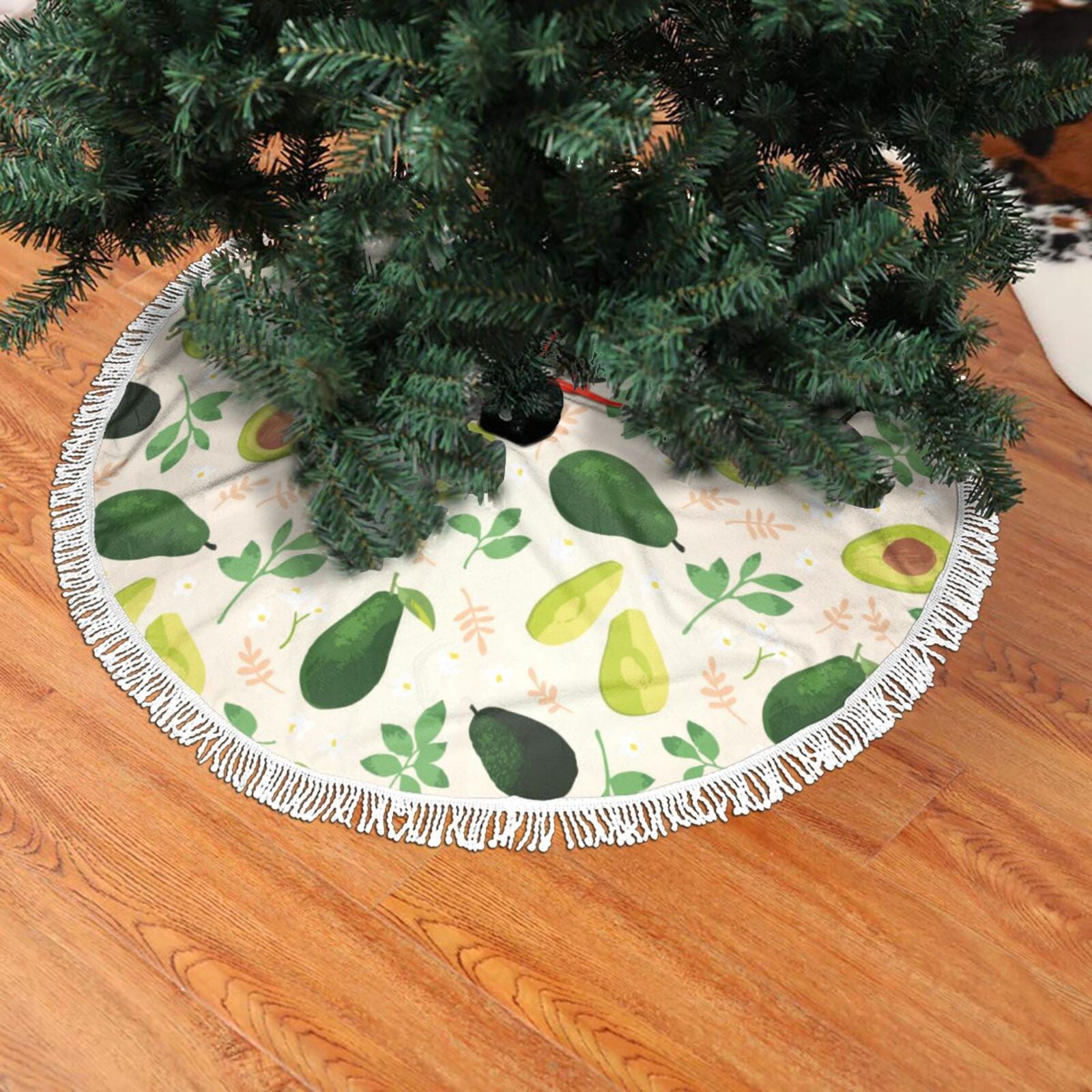Christmas Tree Skirt, Funny Avocado Leaves Christmas Tree Decorations