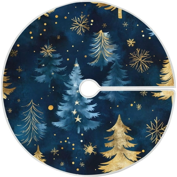 Christmas Tree Skirt Gold Snowflake Ornaments Christmas Tree Mat for Decorations Holiday Party 48 inches