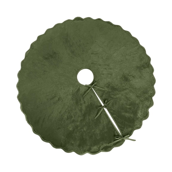 Christmas Tree Skirt, Green Scalloped Edge Velvet, 1 Pack 48.0 Inch Diameter, Holiday Xmas Winter Party Home Floor Decor for Under Christmas Tree Base Cover
