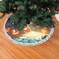 Christmas Tree Skirt Halloween Black Cat Pumpkin Street Halloween
