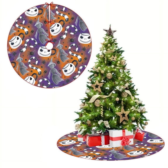 Christmas Tree Skirt, Halloween Christmas Tree Decoration, Ghost Tree Skirt, Suitable for Christmas Party, Halloween Christmas Gift