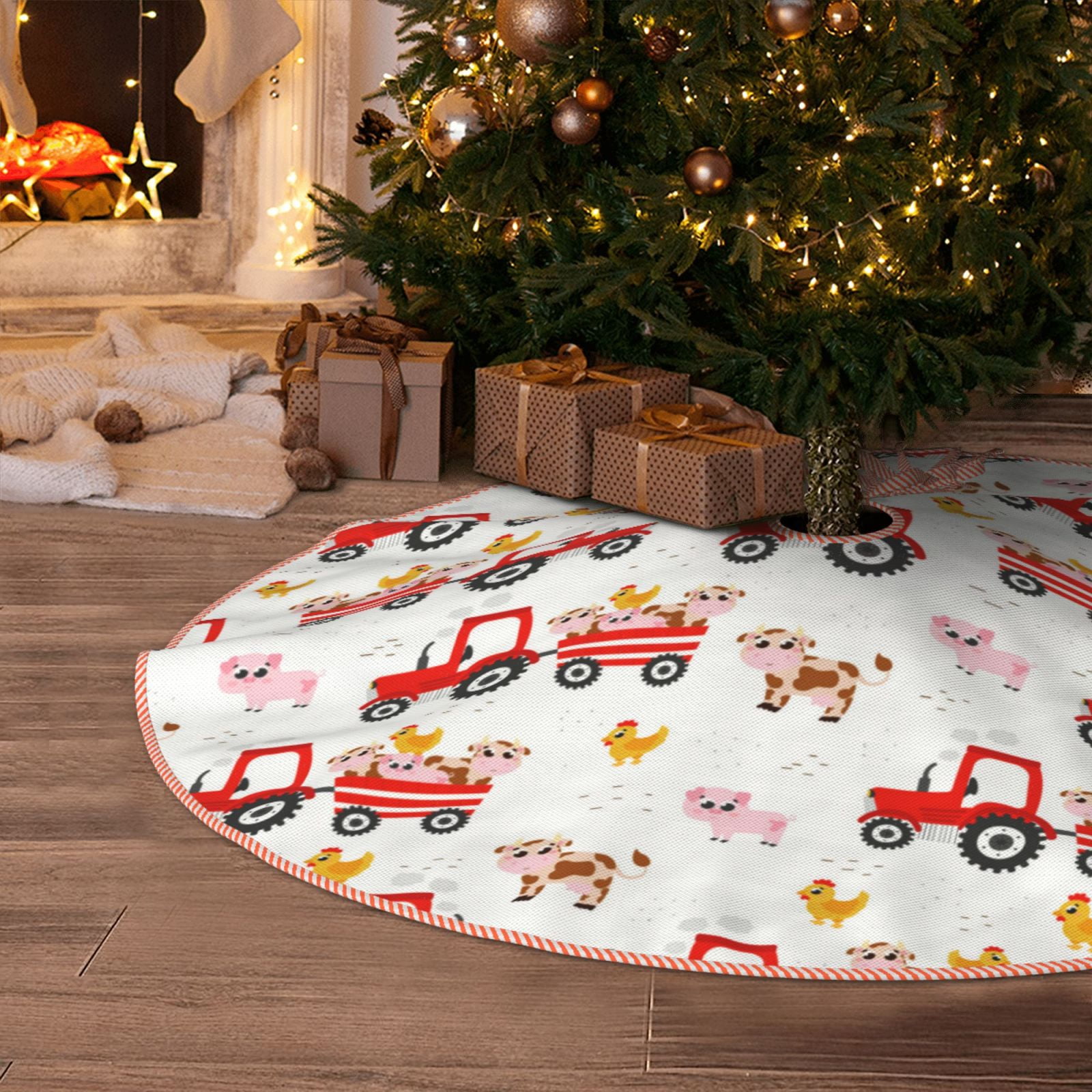 Christmas Tree Skirt, Halloween Tree Skirt, Tractor With Farm Animals