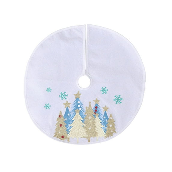 Christmas Tree Skirt for Holiday Decorations, Festive Snowflake Design Tree Collar with Drawstring Closure, Fits Most Artificial and Real Christmas Trees