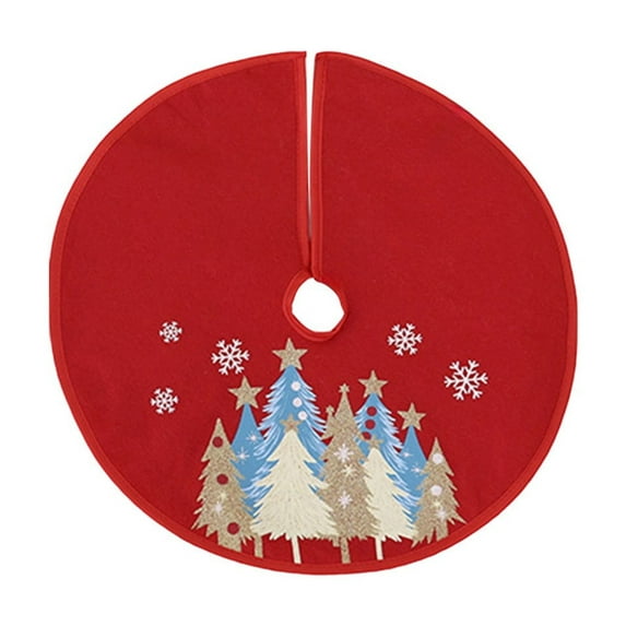 Christmas Tree Skirt for Holiday Decorations, Festive Snowflake Design Tree Collar with Drawstring Closure, Fits Most Artificial and Real Christmas Trees