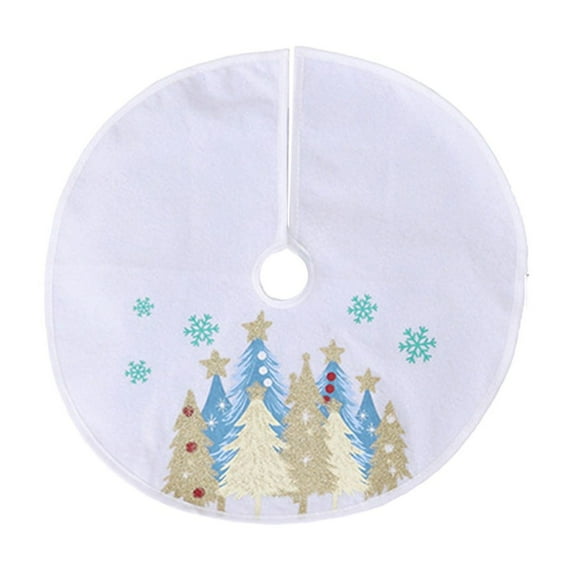 Christmas Tree Skirt for Holiday Decorations, Festive Snowflake Design Tree Collar with Drawstring Closure, Fits Most Artificial and Real Christmas Trees