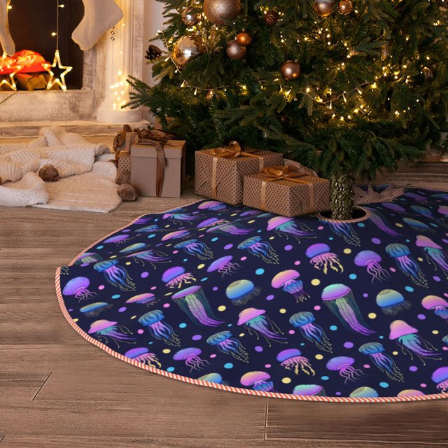Christmas Tree Skirt Jellyfish Purple Blue Halloween Tree Skirt