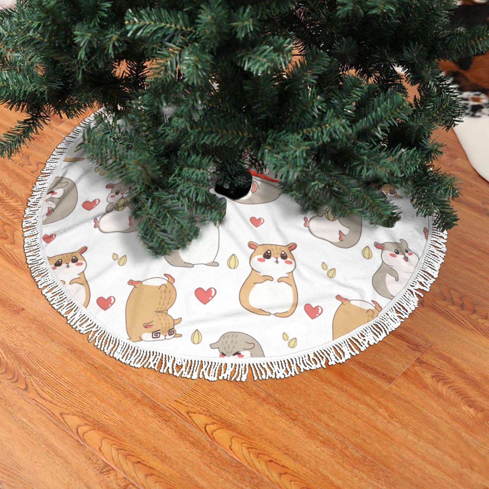 Gallery Detail: Christmas Tree Skirt Love Cartoon Cute Hamster Christmas Tree Decorations