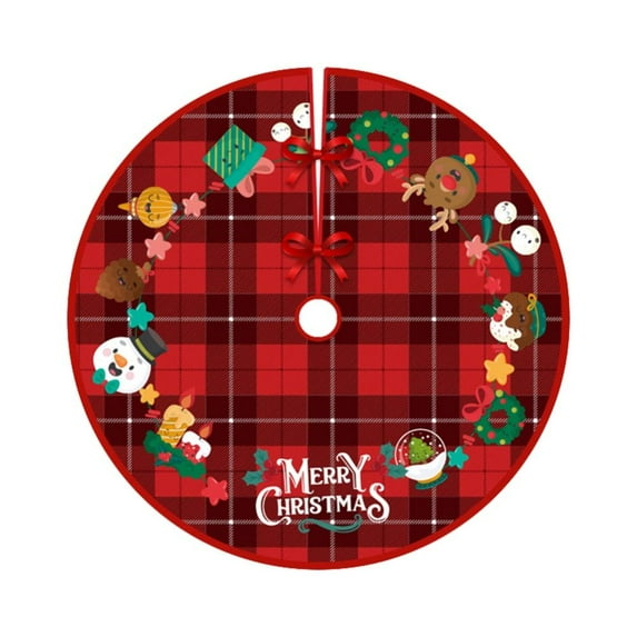 Christmas Tree Skirt, Merry Christmas Decorations Red Small Xmas Tree Collar Christmas Party Decor,Snowflake Creative Red Christmas Tree Decor for Farmhouse Fireplace Holiday Party, 35 inch