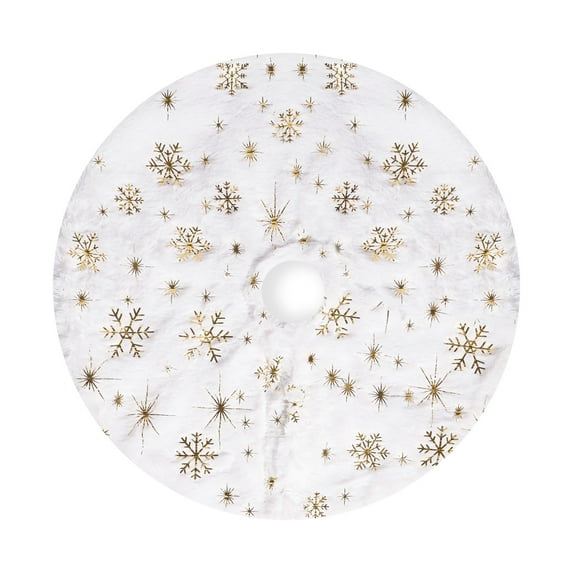 Christmas Tree Skirt,Miniature Small Faux Fur Tree Ornaments with Sequin Snowflakes for Pencil Slim Tabletop, Fluffy Furry Small Tree Rug Xmas Tree Decoration