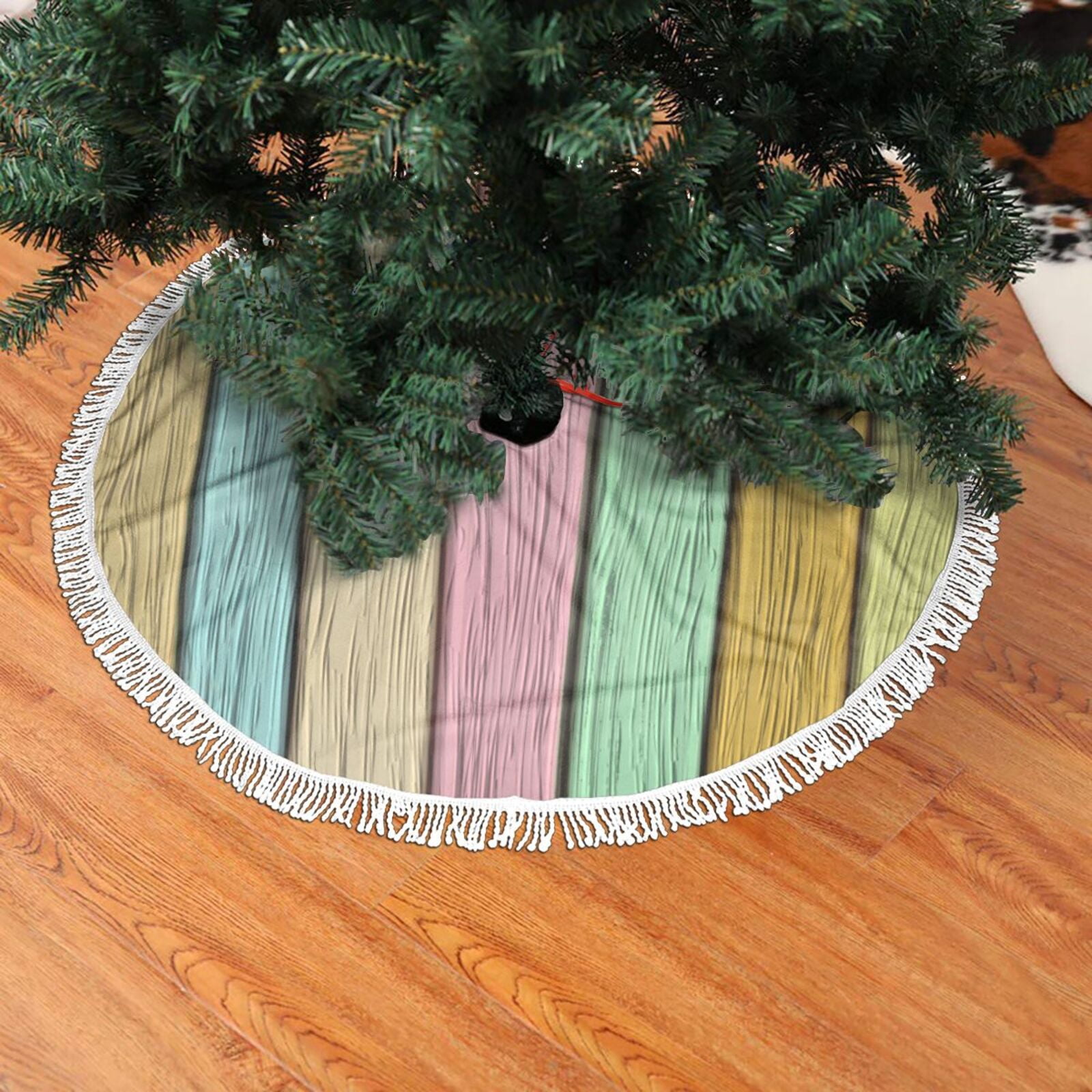 Christmas Tree Skirt Pastel Wood Planks Halloween Tree Skirt Fall