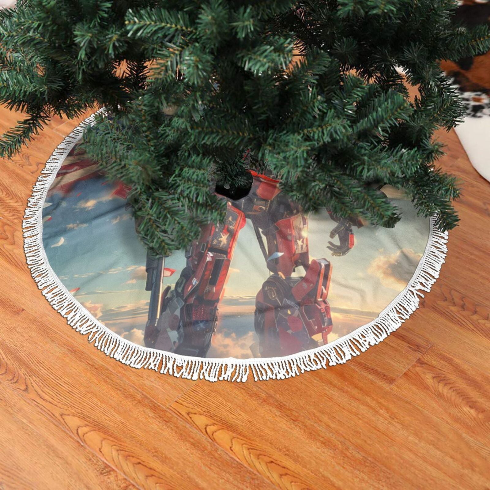 Christmas Tree Skirt, Patriotic Robot Warrior Christmas Tree