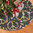 Christmas Tree Skirt, Peace sign flowers butterfly feathers Plush Soft