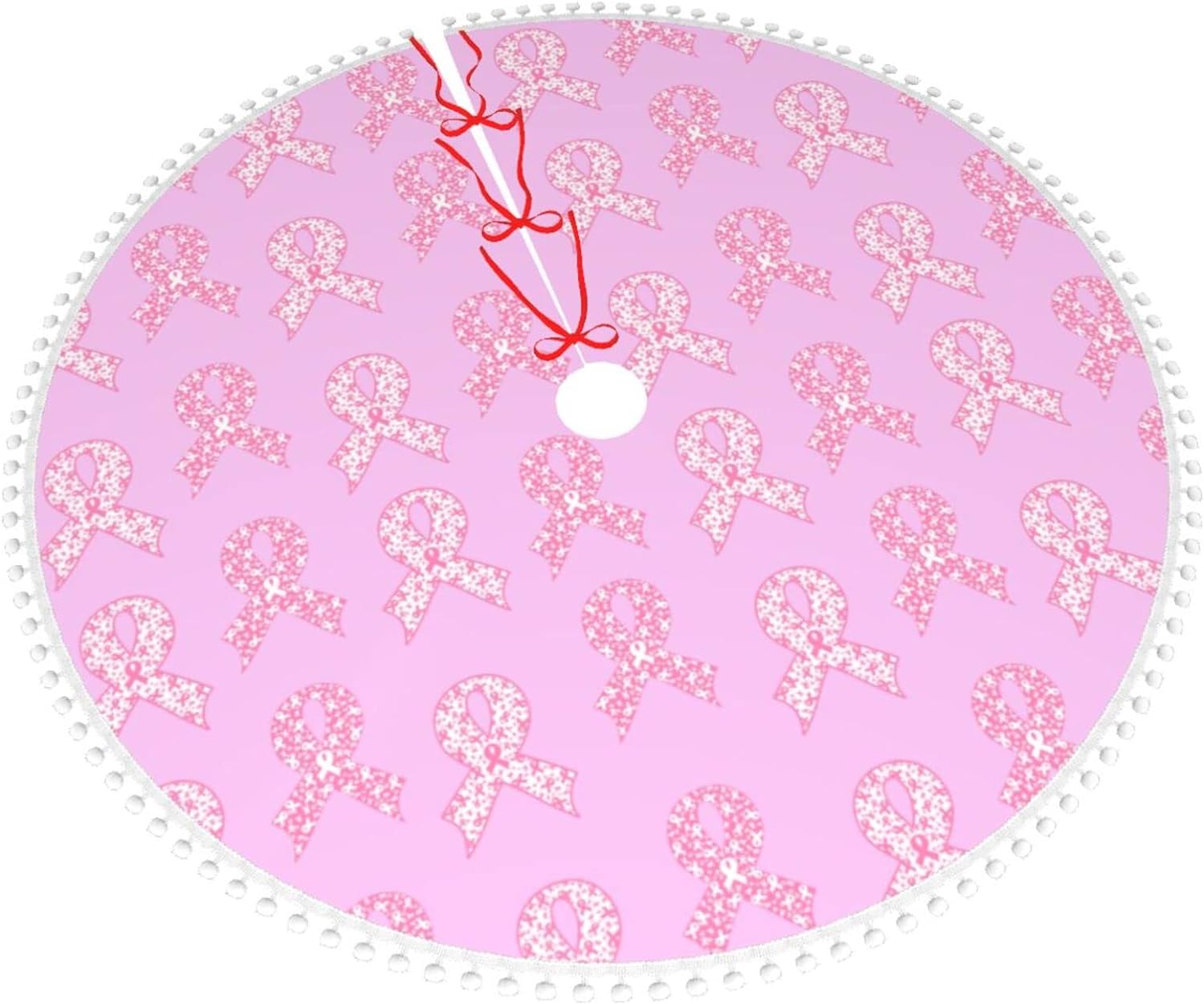 Christmas Tree Skirt Pink Cow Strawberry Soft Fluffy Xmas Tree Skirt 30