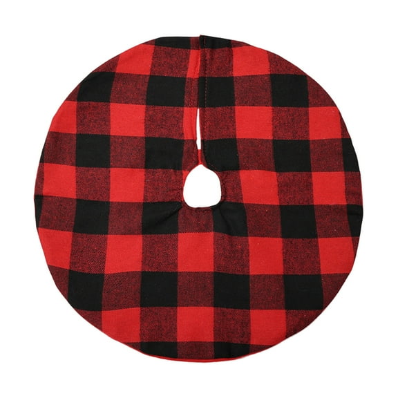Christmas Tree Skirt, Plaid Fabric Tree Collar for Xmas Base Decor, Holiday Party Arrangement for Home Festive Decorations(Red)