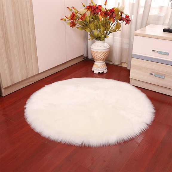 Christmas Tree Skirt Plush Carpet 39.37 Inches Fuzzy Soft Faux-fur Apron Snow Cotton Christmas Decoration Base Round Cushion