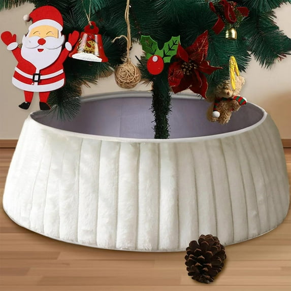 Christmas Tree Skirt Plush Knit Vertical Stripe Design, Holiday ...