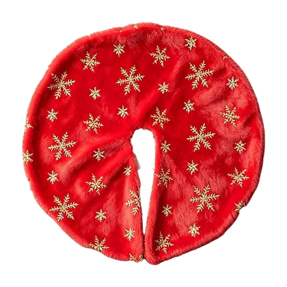 Christmas Tree Skirt,Plush Snowflake Tree Mat,Round Faux Fur Holiday Base Cover for Xmas Tree Stand Floor