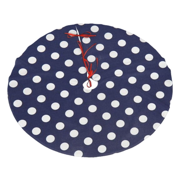 Christmas Tree Skirt Polka Dot Navy Pattern Xmas Tree Skirt Mat for Christmas Decorations Party Holiday 48"