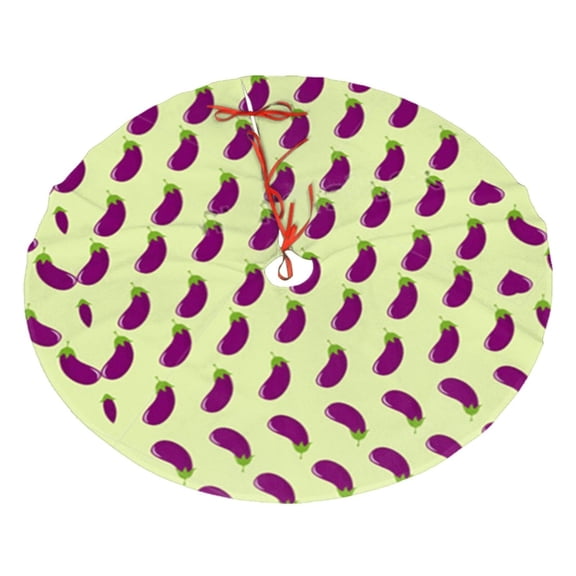Christmas Tree Skirt Purple Eggplant Pattern Xmas Tree Skirt Mat for Christmas Decorations Party Holiday 36"