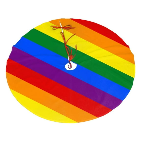Christmas Tree Skirt Rainbow Flag Xmas Tree Skirt Decoration for Home Holiday Party 48"