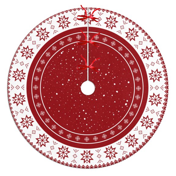 Christmas Tree Skirt Red - 36 Inch Small Xmas Tree Skirts for 4-6 ft Tree with Snowflake Pattern, Soft Christmas Tree Rug for New Year Farmhouse Winter Holiday Party Decorations Indoor Outdoor