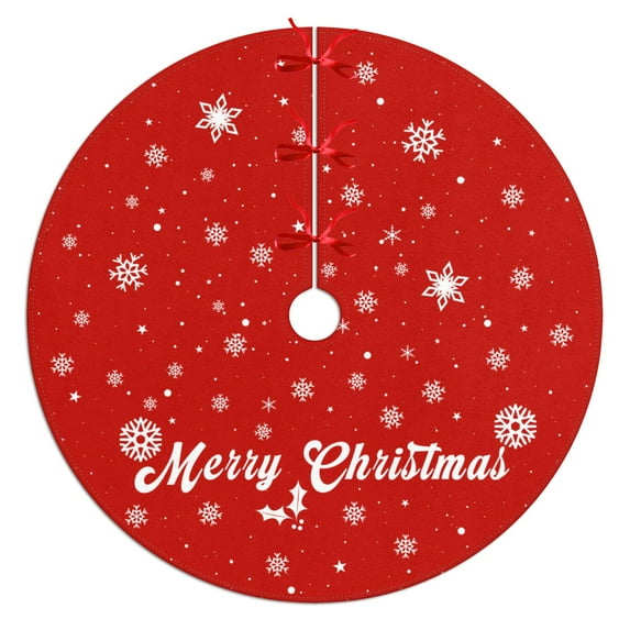 Christmas Tree Skirt Red - 36 Inch Small Xmas Tree Skirts for 4-6 ft Tree with Snowflake Pattern, Soft Christmas Tree Rug for New Year Farmhouse Winter Holiday Party Decorations Indoor Outdoor