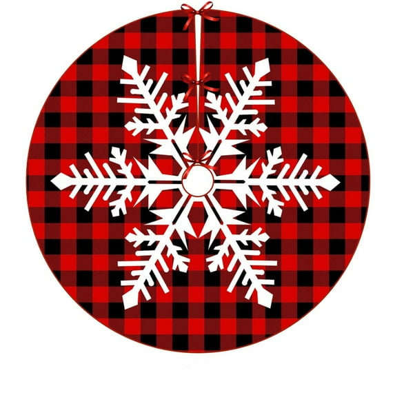 Christmas Tree Skirt Red Buffalo Plaid Xmas Tree Skirts Mat 47.2Inches for Indoor Outdoor Christmas Tree Holiday Party Merry Christmas Signs Tree Skirts for Holiday Decorations