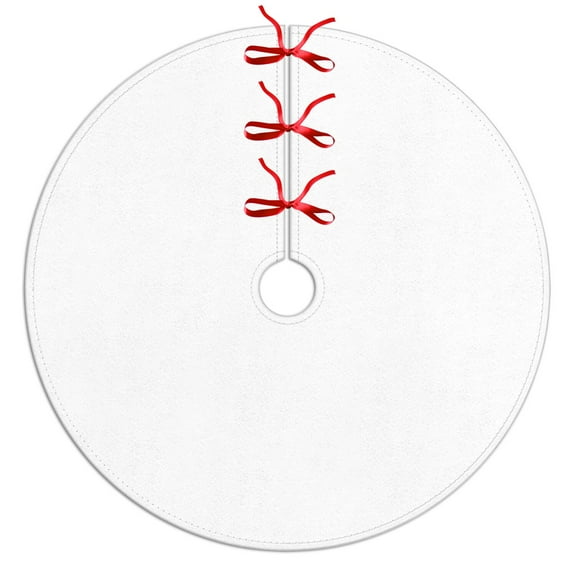 Christmas Tree Skirt,Red Christmas Candy Cane Pattern Christmas Tree Decor with Red Ribbon Ties,Round Shape,Christmas Decorations for Home 30"x30"