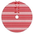 thumbnail image 1 of Christmas Tree Skirt,Red Christmas Geometric Snowflake Pattern Christmas Tree Decor with Red Ribbon Ties,Round Shape,Christmas Decorations for Home 30"x30", 1 of 7