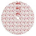 thumbnail image 1 of Christmas Tree Skirt,Red Christmas House and Tree Pattern Christmas Tree Decor with Red Ribbon Ties,Round Shape,Christmas Decorations for Home 36"x36", 1 of 7