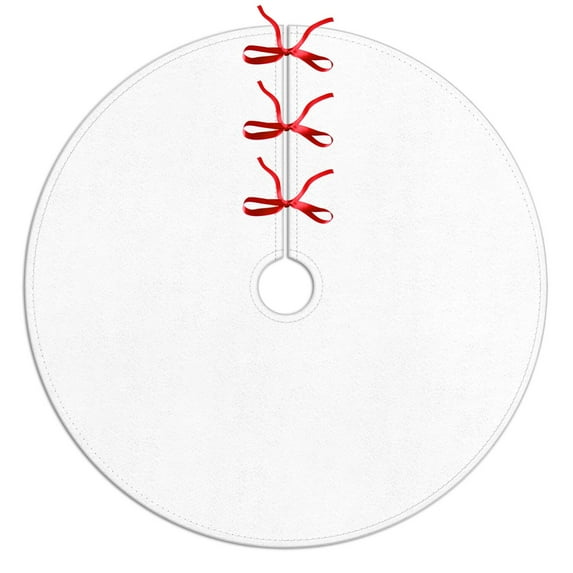 Christmas Tree Skirt,Red Christmas Tree Pattern Christmas Tree Decor with Red Ribbon Ties,Round Shape,Christmas Decorations for Home 30"x30"