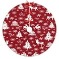 thumbnail image 1 of Christmas Tree Skirt,Red Christmas Tree and Deer Pattern Christmas Tree Decor with Red Ribbon Ties,Round Shape,Christmas Decorations for Home 30"x30", 1 of 7