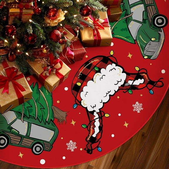 Christmas Tree Skirt Red Tree Skirts Christmas Vacation Xmas Tree Skirt Tree Mat 48 Inch Winter Christmas Decorations for Home