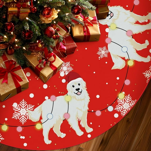 Christmas Tree Skirt Red Tree Skirts Great Pyrenees Xmas Tree Skirt Tree Mat 48 Inch Dog Winter Christmas Decorations for Home