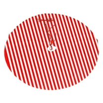 Christmas Tree Skirt Red White Vertical Stripe Pattern Xmas Tree Skirt Decoration for Home Holiday Party 48"