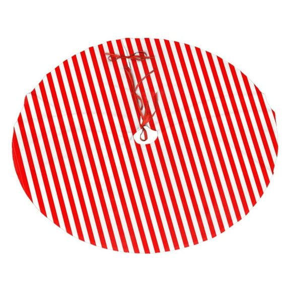 Christmas Tree Skirt Red White Vertical Stripe Pattern Xmas Tree Skirt Decoration for Home Holiday Party 48"