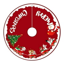 B Christmas Tree Skirt With Santa Claus And Snowflake Designs Exquisite Tree Bottom Decoration Festive Holiday 23.6 Inches Color B