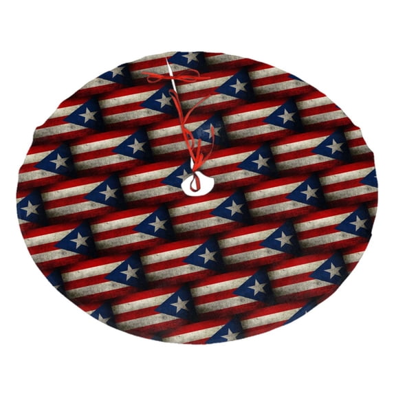 Christmas Tree Skirt Retro Puerto-Rico-Flag Xmas Tree Skirt Mat for Christmas Decorations Party Holiday 30"
