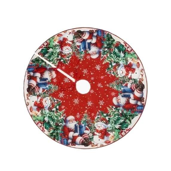 Christmas Tree Skirt,Round Xmas Mat Multicolor Holiday Print for Tree Base Floor Cover, Indoor Living Room Party Family Gathering Decor