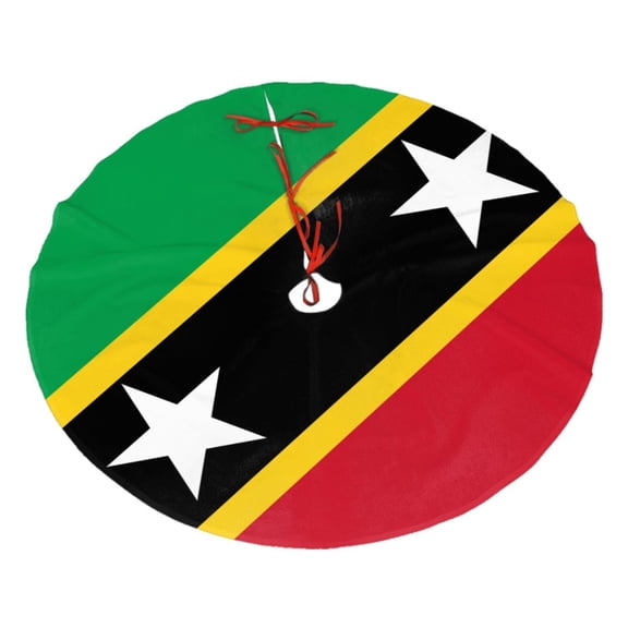 Christmas Tree Skirt Saint Kitts And Nevis Flag Xmas Tree Skirt Mat for Christmas Decorations Party Holiday 48"
