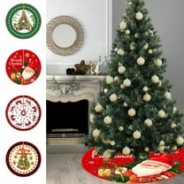 Christmas Tree Skirt Santa Claus Snowflake Design Tree Skirt Creatives Lightweight Decorative Mat Christmas Tree Bottom Apron Scene Decoration for Holiday Xmas Party Decor 35.43inch