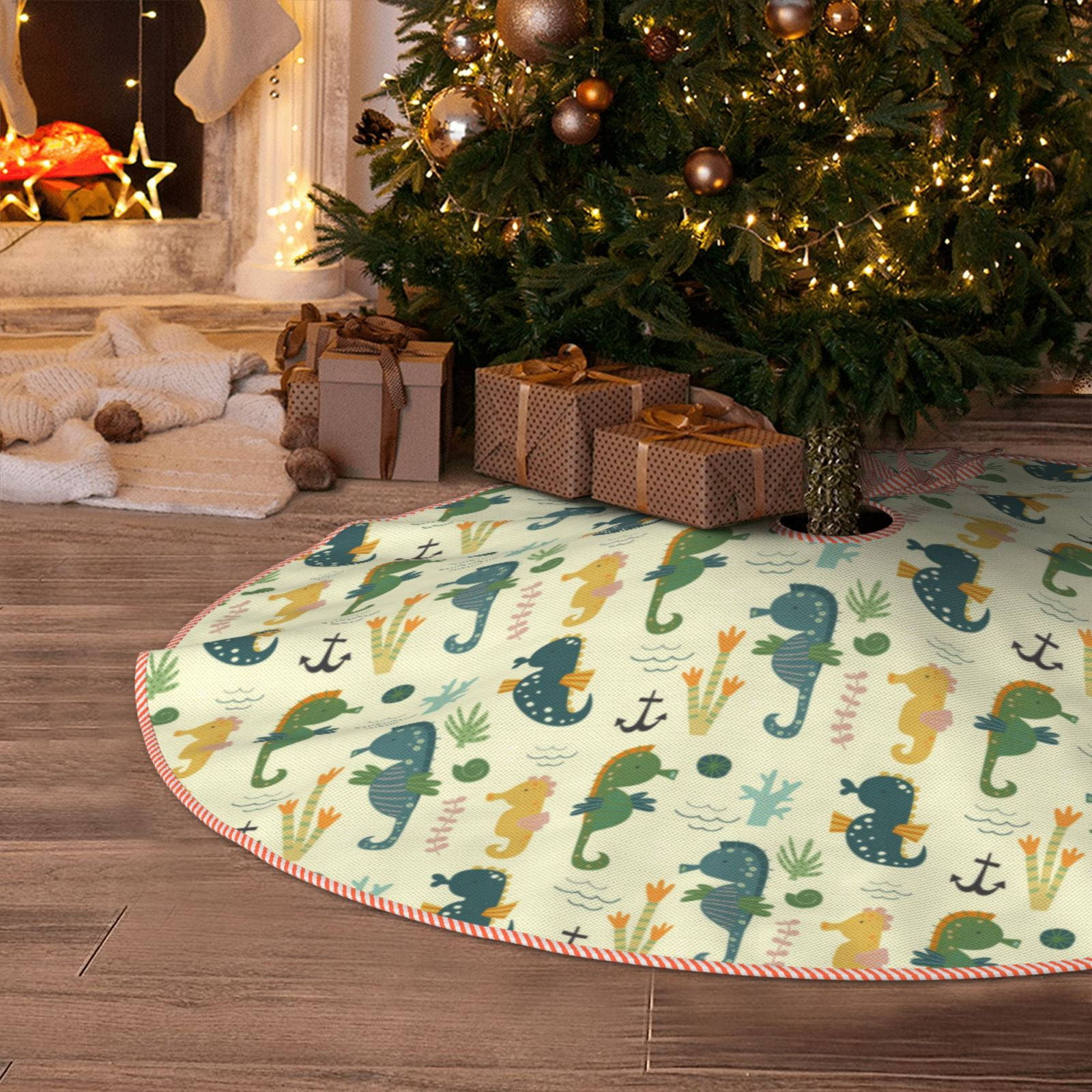 Christmas Tree Skirt, Seahorse Soft Funny Christmas Tree Decorations