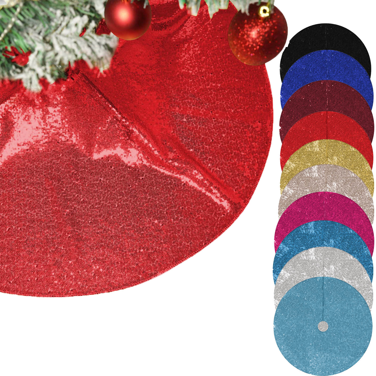 Gonna Albero Di Natale In Paillettes Arancioni 122 Cm – Gonna Paillettes Per Albero Fai Da Te Decorazione
