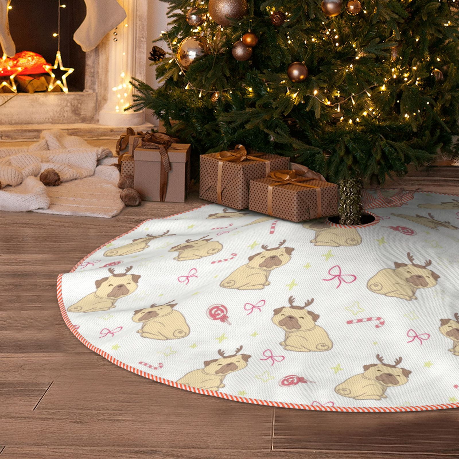 Christmas Tree Skirt, Smile Cute French Bulldog Soft Funny Christmas