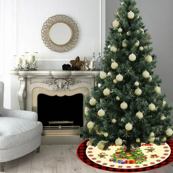 Christmas Tree Skirt With Snowflake Pattern And Three Drawstring Zippers For Secure Fit Under The Tree Festive Polyester Fabric Decoration For Floor Protection And Winter