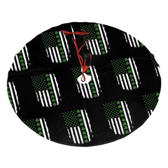 Christmas Tree Skirt St. Patrick'S Day Big Irish America Flag Xmas Tree Skirt Decoration for Home Holiday Party 48"
