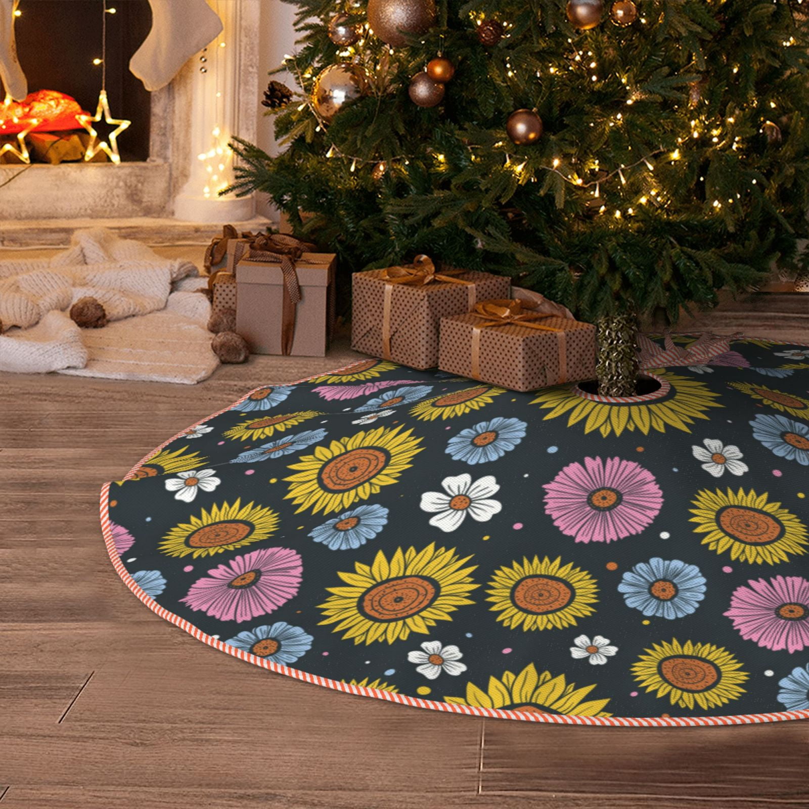 Christmas Tree Skirt, Sunflowers Christmas Decorations Funny