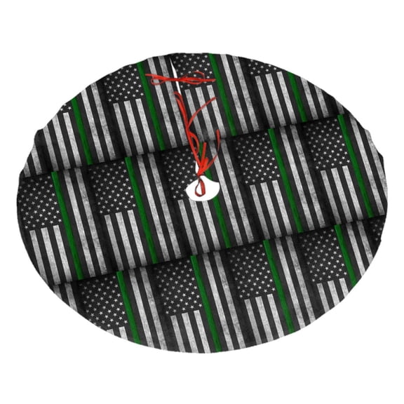 Christmas Tree Skirt Thin Green Line Flag Xmas Tree Skirt Mat for Christmas Decorations Party Holiday 36"
